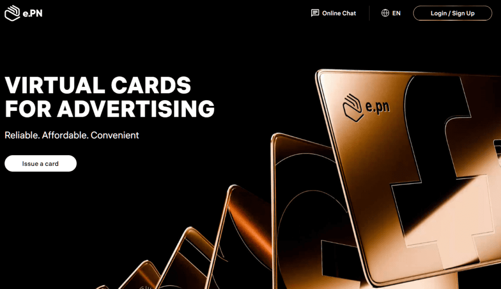 AffDays e.pn virtual cards service homepage