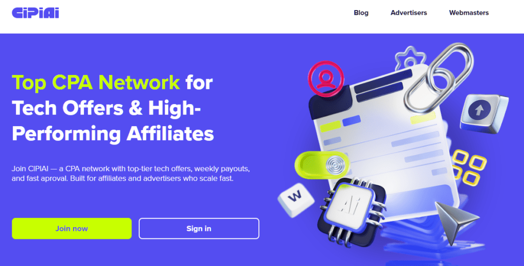 AffDays cipiai affiliate network homepage