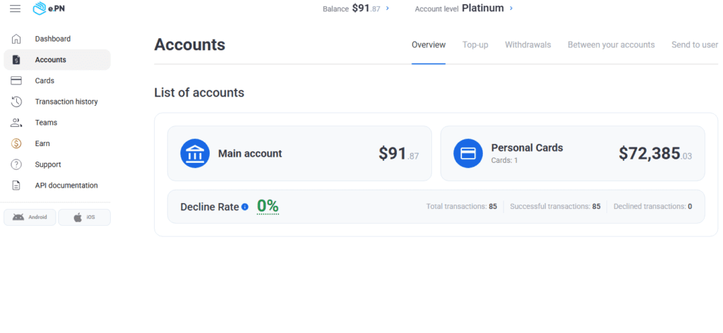 AffDays accounts tab