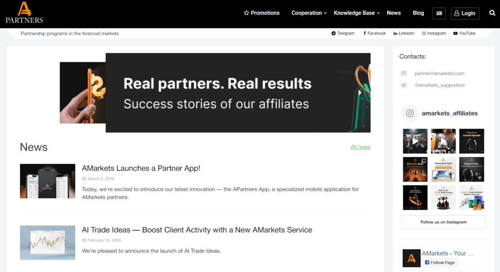 amarkets homepage screenshot