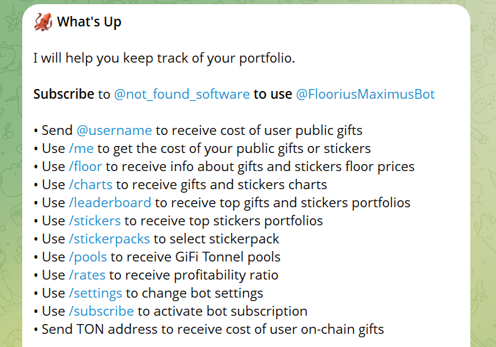 Tracking Portfolio into @FlooriusMaximusBot