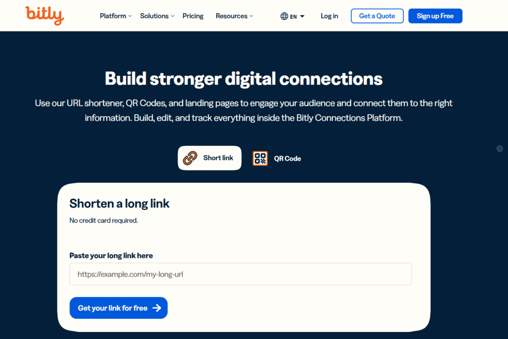 bitly homepage
