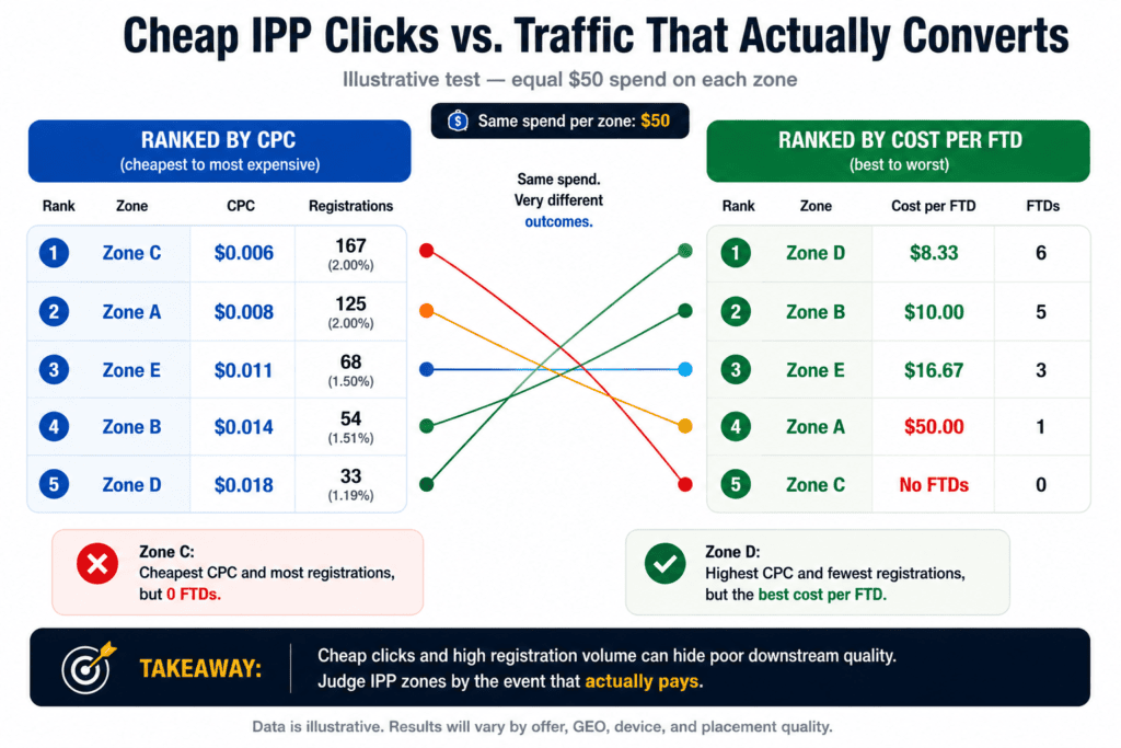 cheap in-page push traffic vs converting traffic
