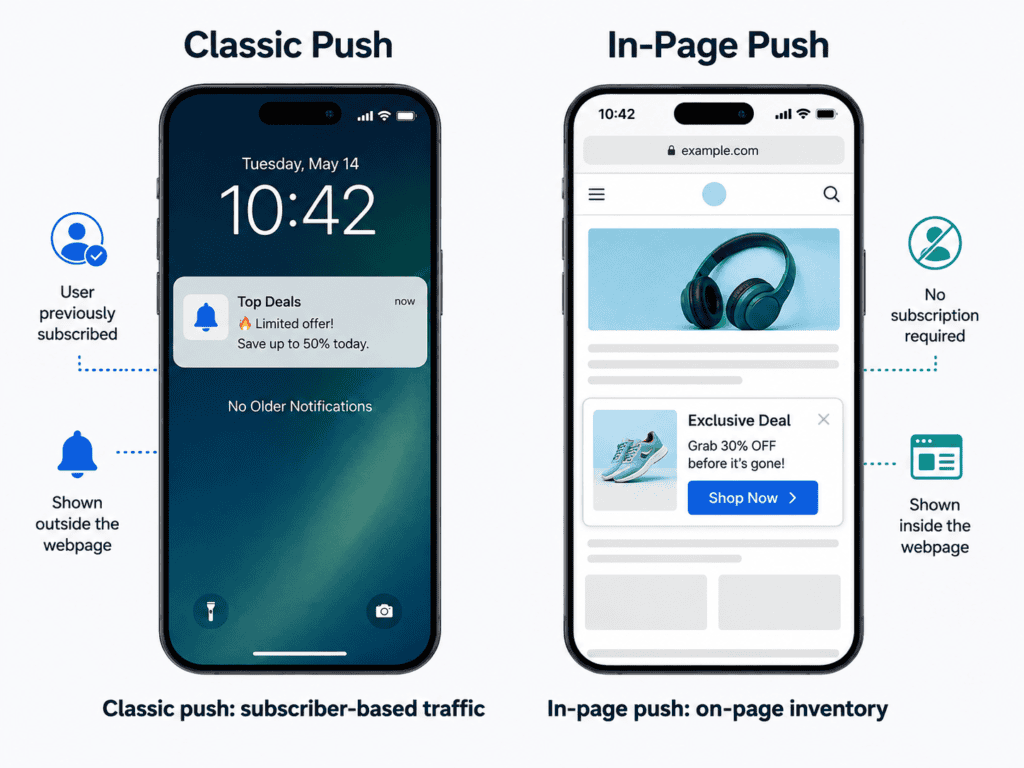 classic push vs in-page push explained