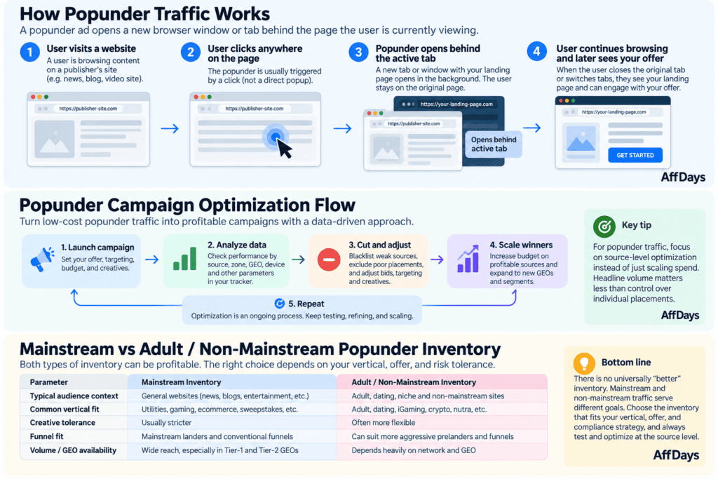 how popunder traffic works