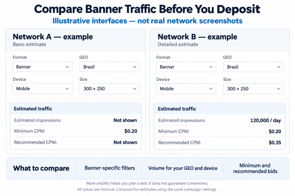 how to compare banner traffic before depositing